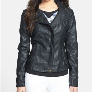 RD Style Fitted Faux Leather & Knit Jacket